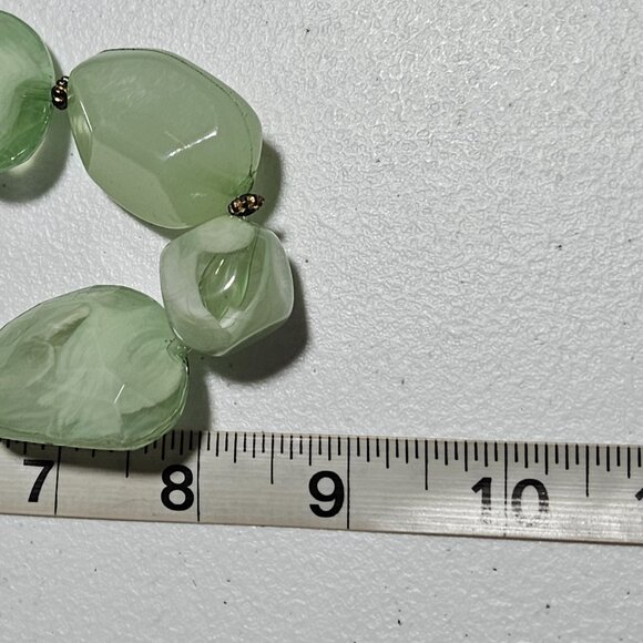 Boho Chic Chunky Green Acrylic Glass Beaded Necklace Statement Fashion Jewelry - Picture 6 of 6